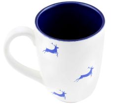 Navy Blue Running Deer Decorative Handcraft Ceramic Coffee Mug